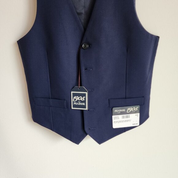 Size 12 Boys Vest Navy Blue Wedding Ringbearer Jos A Bank Kids Polyester Nwt New - Picture 6 of 17